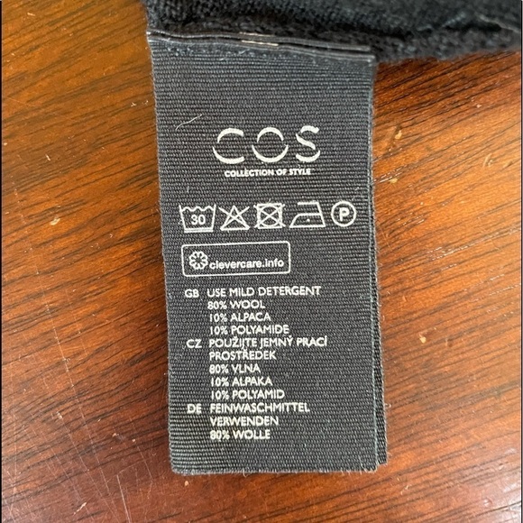 COS Wool Alpaca Blend Colorblock Tunic Sweater in Black Grey Size Small - Picture 4 of 4